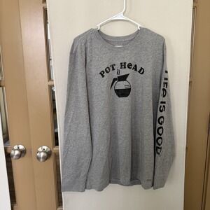 Life‎ Is Good Men's Large Grey Pot Head Long Sleeve Tee T-Shirt Top